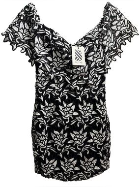 BLITHE Los Angeles Black White Floral Lace Mini Dress NWT Small
